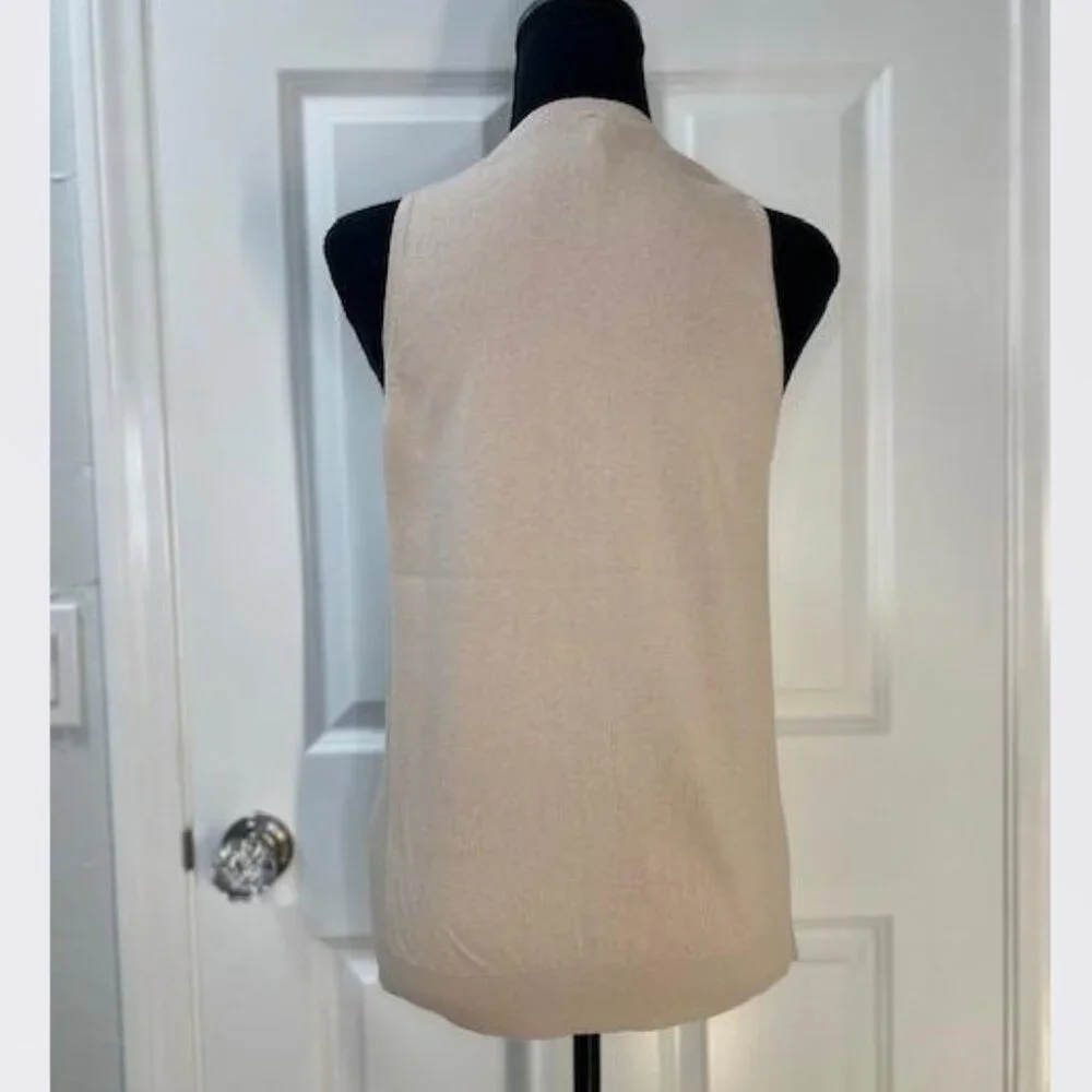 By Anthropologie Cashmere Blend Cardigan Sweater Tank in Cream –Size Small – NWT